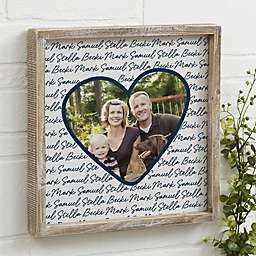 Family Heart Photo Personalized Barnwood Framed Wall Art