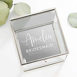 Bridesmaids Personalized Glass Jewelry Box in Silver
