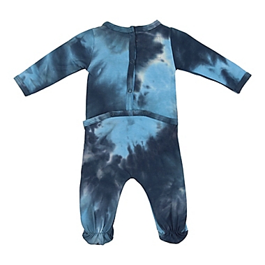 HannaKay, By Mani&egrave;re Size 6M 2-Piece Tie Dye Footie and Hat Set in Blue. View a larger version of this product image.