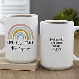 Boho Rainbow Personalized Teacher Coffee Mug