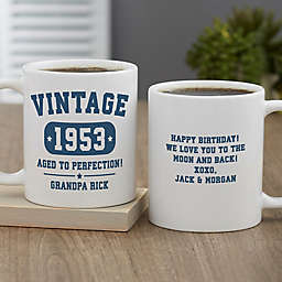 Vintage Birthday Personalized 11 oz. Coffee Mug in White