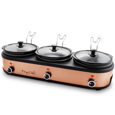 Megachef Triple 2.5 Quart Slow Cooker And Buffet Server In Copper