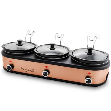 MegaChef Triple  Quart Slow Cooker and Buffet Server in Copper | Bed  Bath & Beyond