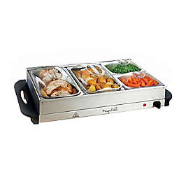 MegaChef Buffet Server & Food Warmer with 4 Sectional Trays in Silver
