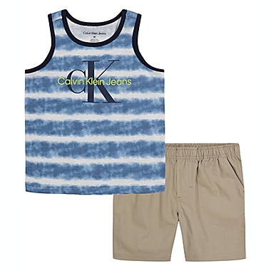 Calvin Klein&reg; Size 18M 2-Piece Tank Top Shirt and Shorts Set in Khaki/Taupe. View a larger version of this product image.