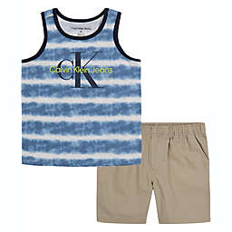 Calvin Klein® 2-Piece Tank Top Shirt and Shorts Set in Khaki/Taupe