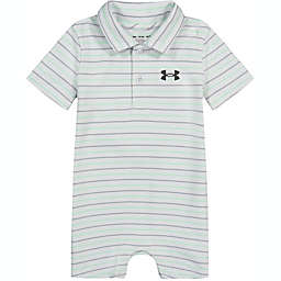 Under Armour® Size 24M Stripe Polo Romper in Green/Grey
