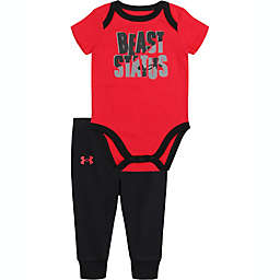 Under Armour® Size 0-3M 2-Piece Short Sleeve Bodysuit and Jogger Set in Black/Blue