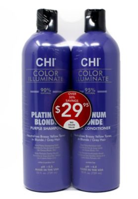 CHI&reg; Color Illuminate 25 fl. oz. Platinum Blonde Purple Shampoo and Conditioner