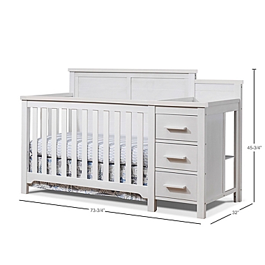 Sorelle Farmhouse Convertible Crib and Changer in Weathered White. View a larger version of this product image.