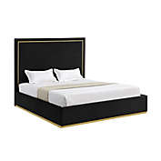 Inspired Home Emil King Velvet Upholstered Platform Bed in Black