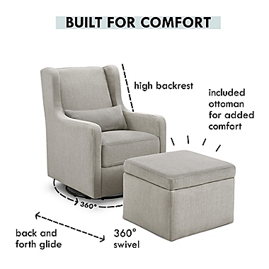 carter&#39;s&reg; by DaVinci&reg; Adrian Swivel Glider with Storage Ottoman in Performance Grey. View a larger version of this product image.