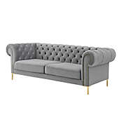 Inspired Home Zuleyka Velvet Chesterfield Sofa