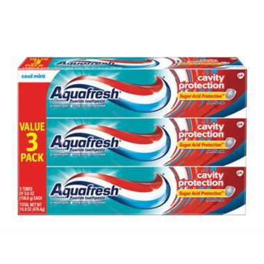 Aquafresh&reg; 3-Pack 5.6 oz. Triple Protection&reg; Fluoride Toothpaste in Cool Mint. View a larger version of this product image.