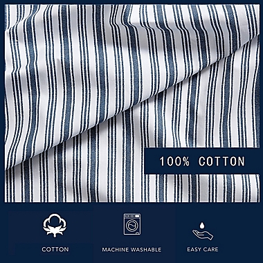 Nautica&reg; Coleridge Stripe 200-Thread-Count Cotton Percale Queen Sheet Set. View a larger version of this product image.
