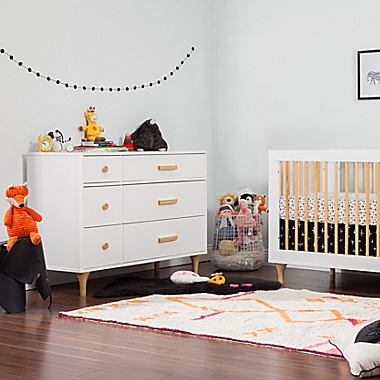 Babyletto Lolly 6-Drawer Double Dresser in White/Natural. View a larger version of this product image.