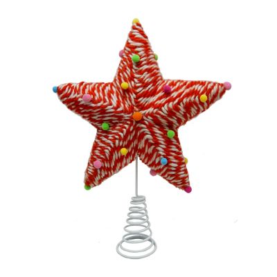 H for Happy&trade; Whimsy Yarn Christmas Tree Topper in White/Red