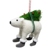 H for Happy&trade; 4.75-Inch Polar Bear Carrying Tree Christmas Ornament in White