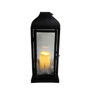 Bee & Willow&trade; Flocked LED Indoor/Outdoor Holiday Porch Lantern in Black