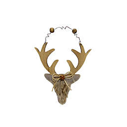 6-Inch Reindeer Fur Head Christmas Ornament in Brown