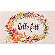 Harvest 18&quot; x 30&quot; Hello Fall Linen Wreath Kitchen Mat in Ivory