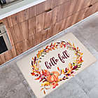 Alternate image 1 for Harvest 18&quot; x 30&quot; Hello Fall Linen Wreath Kitchen Mat in Ivory