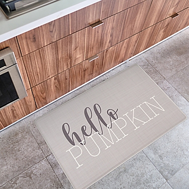 Harvest 18&quot; x 30&quot; Hello Pumpkin Kitchen Mat in Grey. View a larger version of this product image.