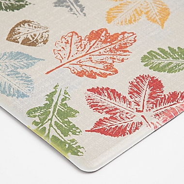 Harvest 18&quot; x 30&quot; Stampled Leaves Multicolor Kitchen Mat. View a larger version of this product image.