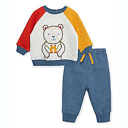 Little Me® 2-Piece Outdoor Bear Sweatshirt and Pant Set in White/Red