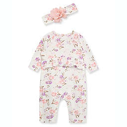 Little Me™ 2-Piece Blossoms Jumpsuit with Headband Set in Pink