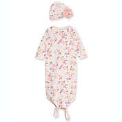Little Me&reg; Size 0-3M 2-Piece Meadow Knotted Gown and Hat Set in Pink