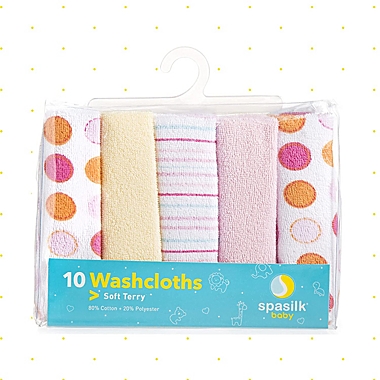 Spasilk&reg; 10-Pack Terry Washcloths in Pink. View a larger version of this product image.