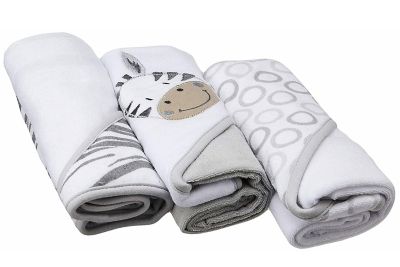 Spasilk&reg; 3-Pack Zebra Hooded Towels in Grey