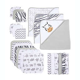 SpaSilk® 23-Piece Zebra Towel and Washcloth Bath Gift Set in Grey/White
