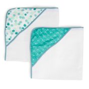 Spasilk&reg; 2-Pack Dot Hooded Bath Towels in Green