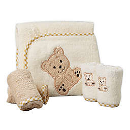 Spasilk® Hooded Towel with Matching Washcloths - Teddy Bear
