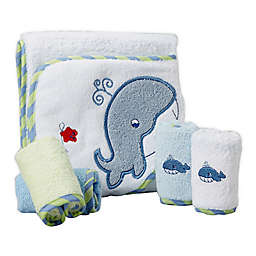 Spasilk® Hooded Towel with Matching Washcloths - Whale
