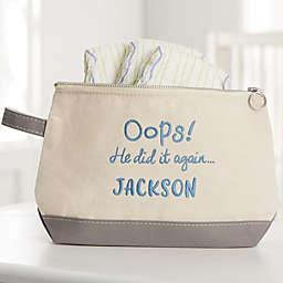 Embroidered Diaper and Wipe Canvas Bag