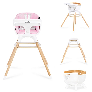 evolur&reg; Ann 4-in-1 Beechwood High Chair in Pink. View a larger version of this product image.