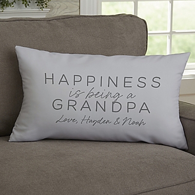 Happiness is Being a Grandparent Personalized 12-Inch x 22-Inch Lumbar Pillow. View a larger version of this product image.
