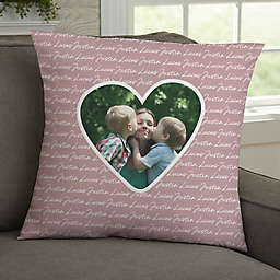Family Heart Photo Personalized 18-Inch Throw Pillow