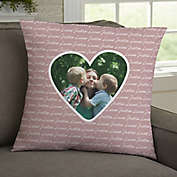 Family Heart Photo Personalized 18-Inch Velvet Throw Pillow