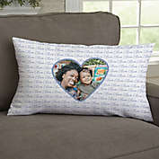 Family Heart Photo Personalized 12-Inch x 22-Inch Lumbar Velvet Throw Pillow