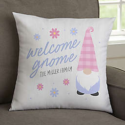 Spring Gnome Personalized 14-Inch Velvet Throw Pillow