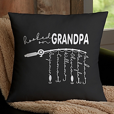 Hooked On Dad Personalized 18-Inch Throw Pillow. View a larger version of this product image.