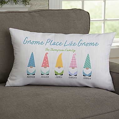 Spring Gnome Personalized 12-Inch x 22-Inch Lumbar Velvet Throw Pillow. View a larger version of this product image.