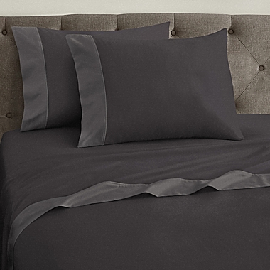 Scott Living Charcoal-Infused 320-Thread-Count Sateen Queen Sheet Set in Grey. View a larger version of this product image.