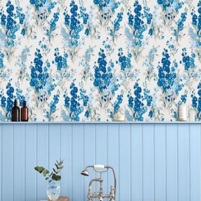 Laura Ashley® Stocks Peel and Stick Wallpaper in Sky Blue | Bed Bath