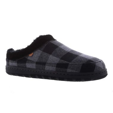 Lamo&reg; Julian II Size 8 Men's Clog Slipper in Charcoal Plaid Suede. View a larger version of this product image.