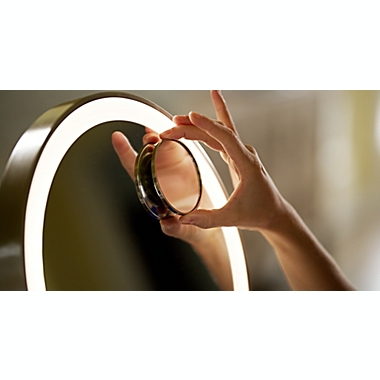 iHome&reg; Glow Ring 10x/1x Oversized Rechargeable Vanity Mirror in Silver/Nickel. View a larger version of this product image.